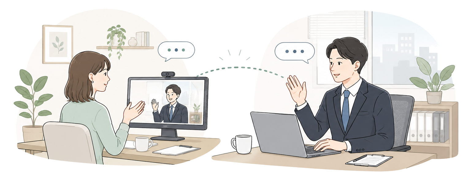 オンラインで打合せをしている様子